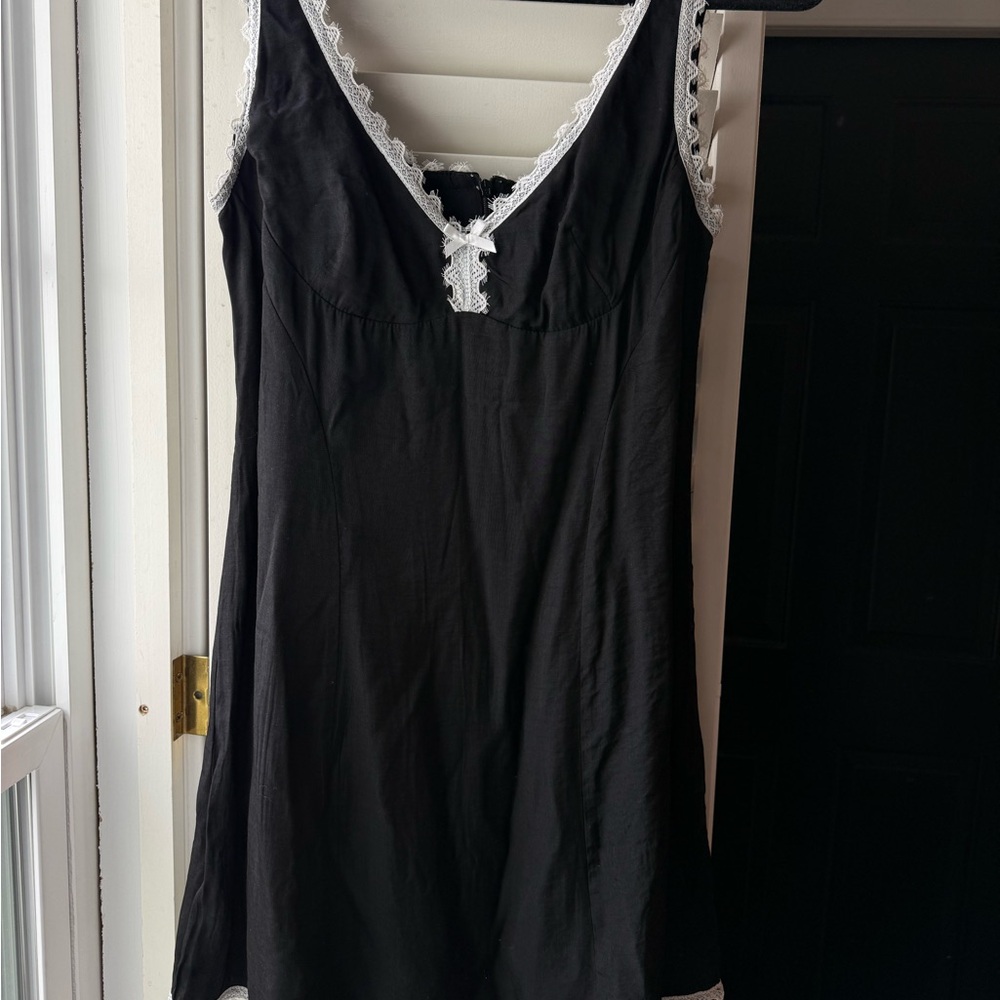 Princess Polly Black Chemise with White Lace